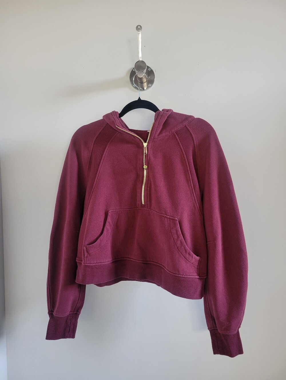 lululemon Scuba Oversized Half Zip Hoodie Maroon Gold M/L